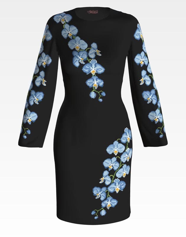 Заготовка жіночого плаття для вишивання нитками або бісером ПЛ-085 чорна