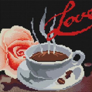 Набір алмазної мозаїки 30х40 Кава з розою ST423