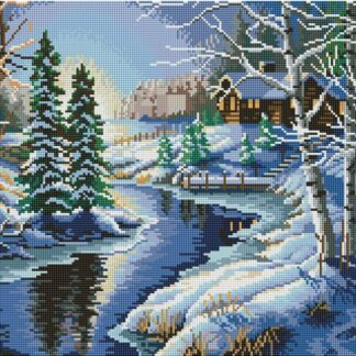 Набір алмазної мозаїки 40х50см Зимовий краєвид SP028
