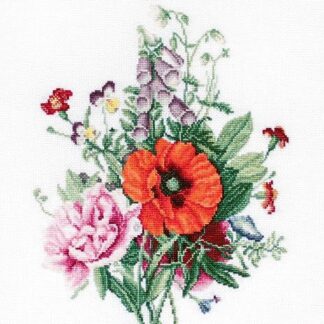 Набір для вишивання хрестиком Букет з маком та півонією (B2350)