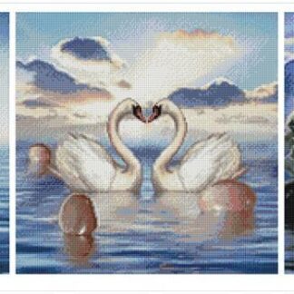Набір алмазної мозаїки триптих 3х40х40 Лебеді кохання TR1005