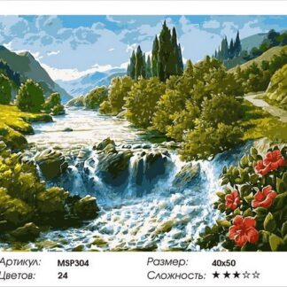 Набір для малювання за номерами 40х50 Водоспад MSP304 з підрамником