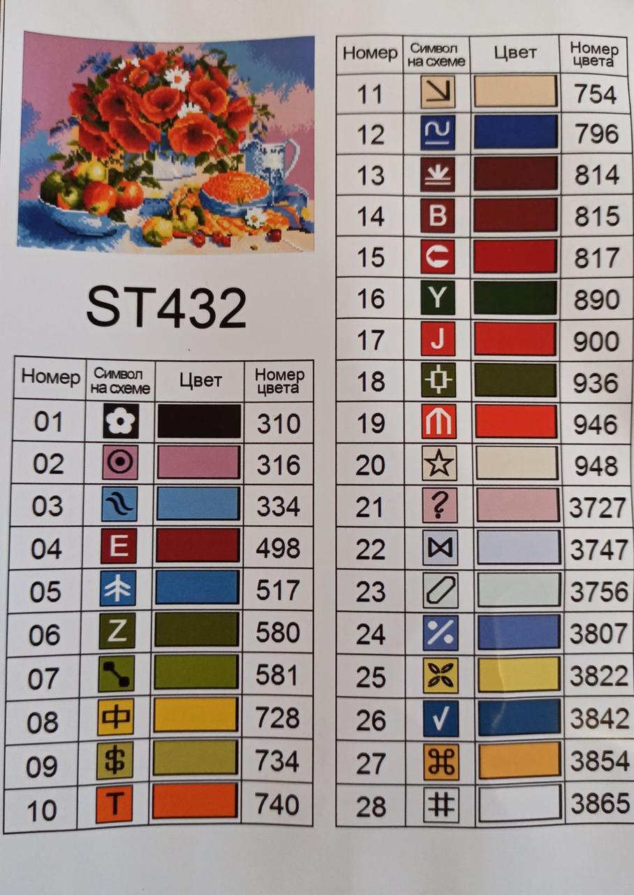 Алмазна мозаїка 30х40см Букет маків ST432 - Зображення 4