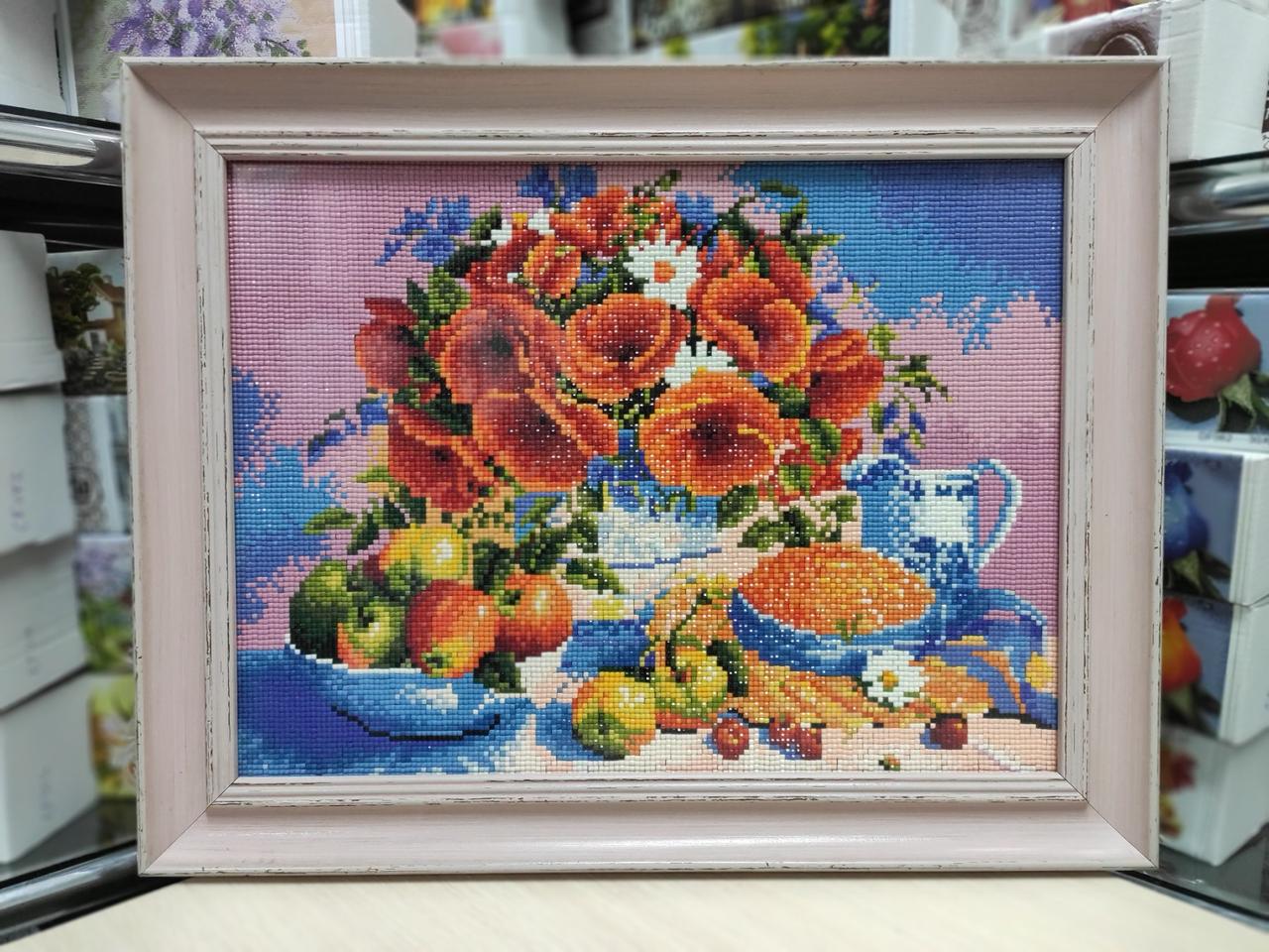 Алмазна мозаїка 30х40см Букет маків ST432 - Зображення 8