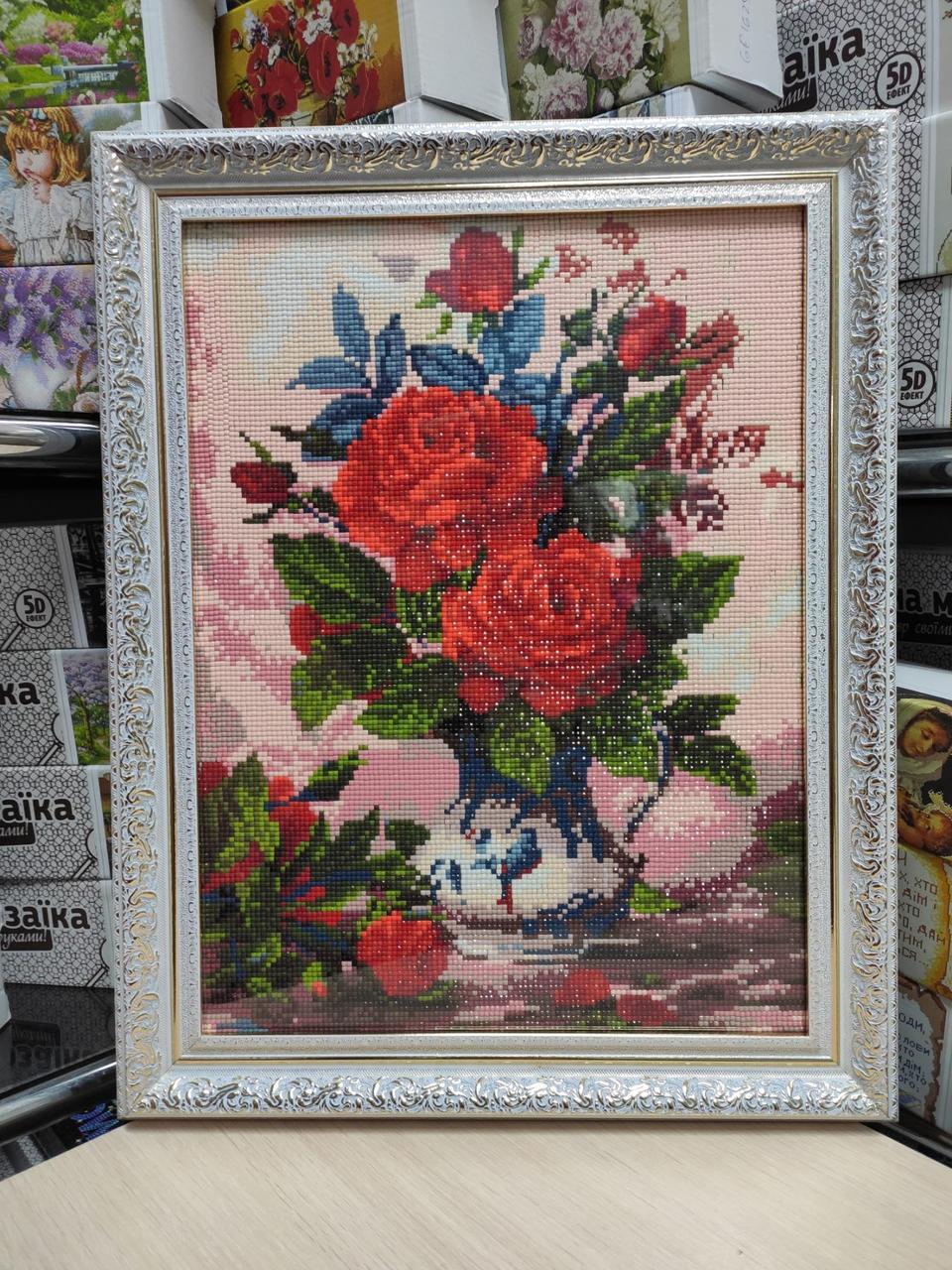 Набір алмазної вишивки 30х40см Букет червоних троянд ST417 - Зображення 8