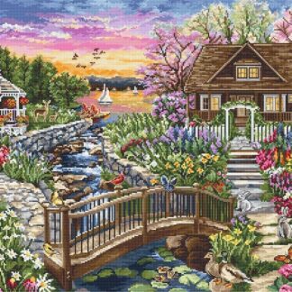 Набір для вишивання хрестиком Квітуча весна на озері (B2379)