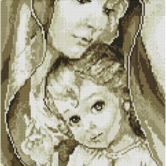 Набір алмазної мозаїки 30х50 Ікона Богородиця з Ісусом сепія TP900