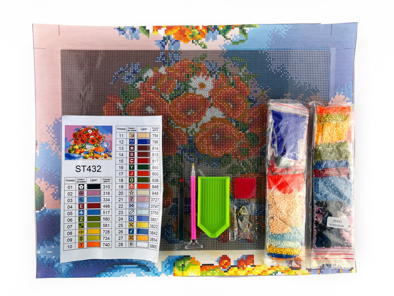 Алмазна мозаїка 30х40см Букет маків ST432 - Зображення 3