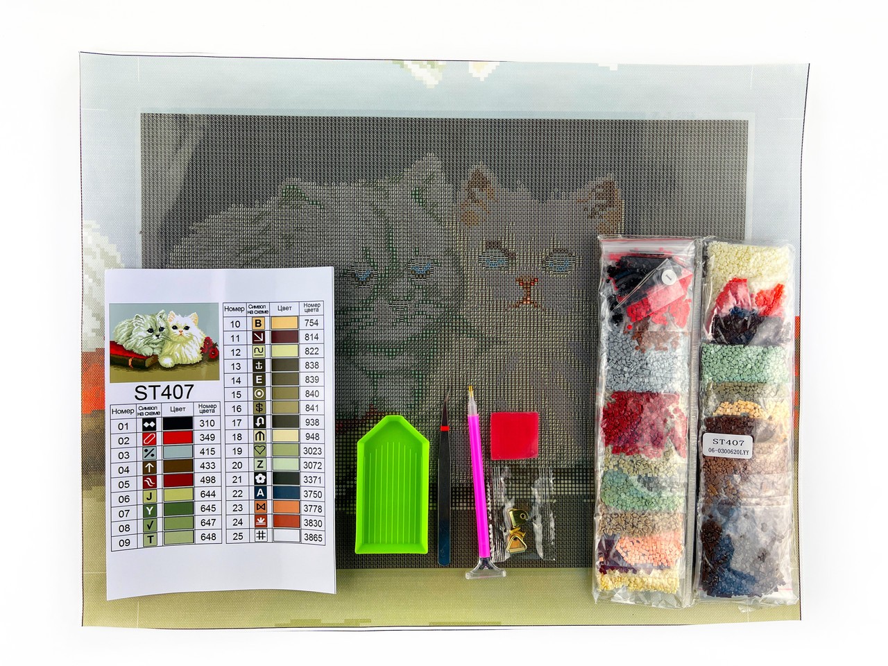 Набір алмазної мозаїки 30х40см Пухнасті котики ST407 - Зображення 2