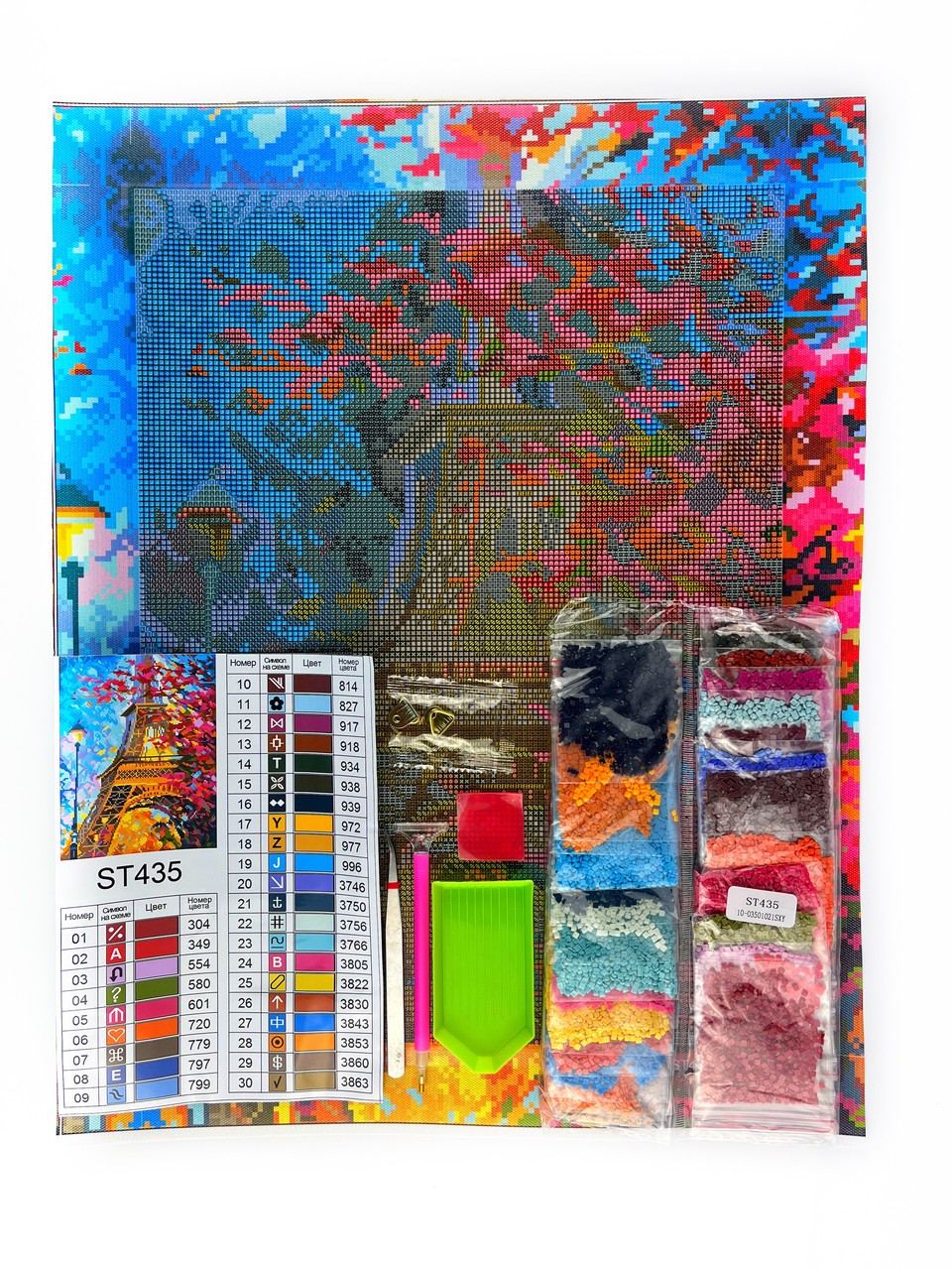 Набір алмазної мозаїки 30х40см Ейфелева вежа в квітах ST435 - Зображення 3