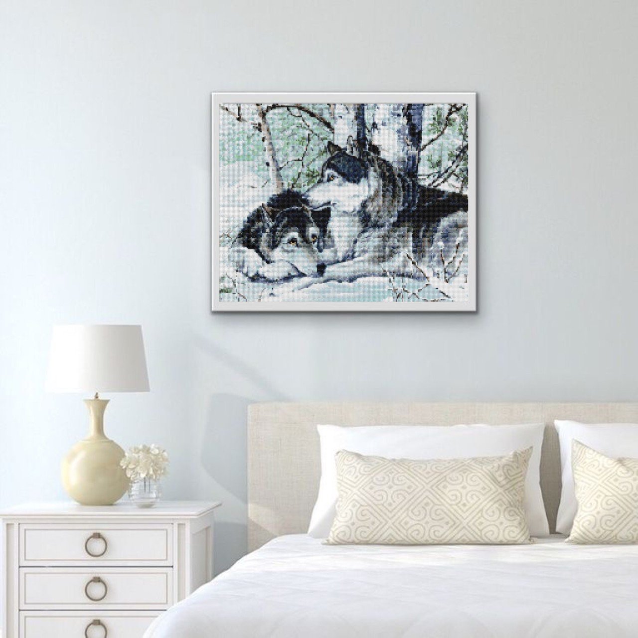 Алмазна мозаїка 40х50 Вовки на снігу SP012 - Зображення 3