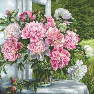 Набір для вишивання хрестиком Півонії біля вікна (B594)