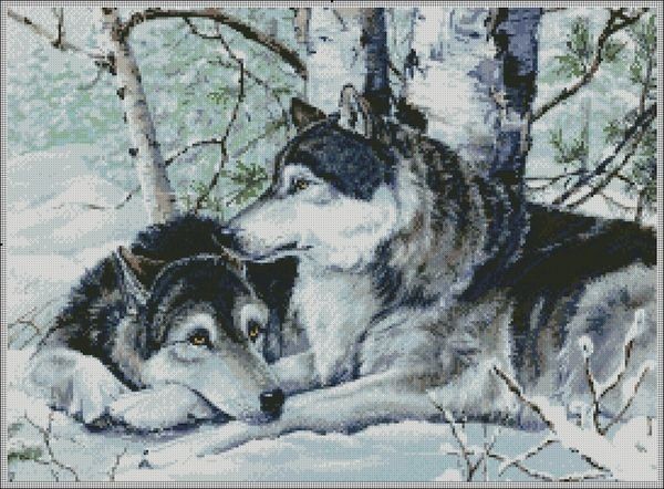 Алмазна мозаїка 40х50 Вовки на снігу SP012