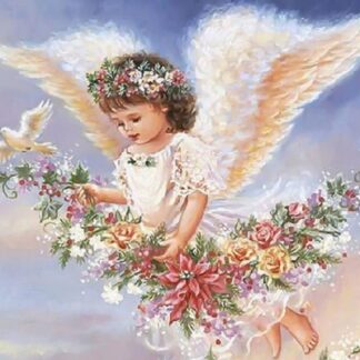Набір алмазної мозаїки 40х50 Ангел у квітах SP036