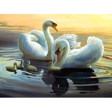 Алмазна вишивка 30х40см Лебедина сім'я ST410