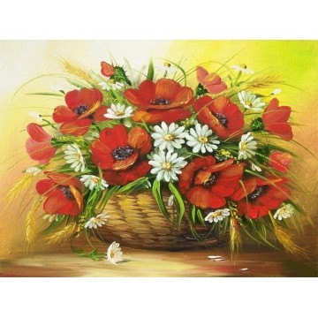 Набір алмазної вишивки 30х40см Букет маків з ромашками ST416
