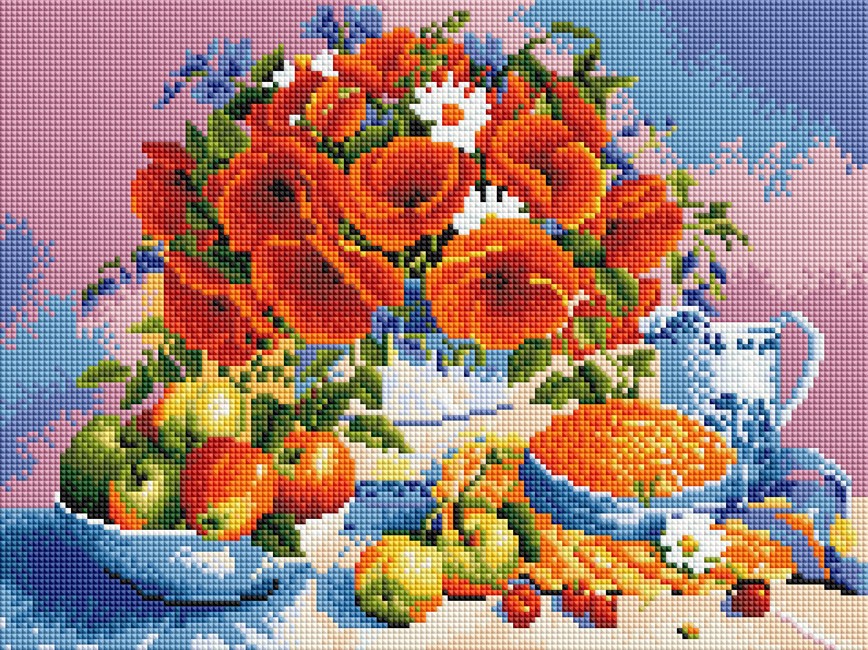 Алмазна мозаїка 30х40см Букет маків ST432 - Зображення 2