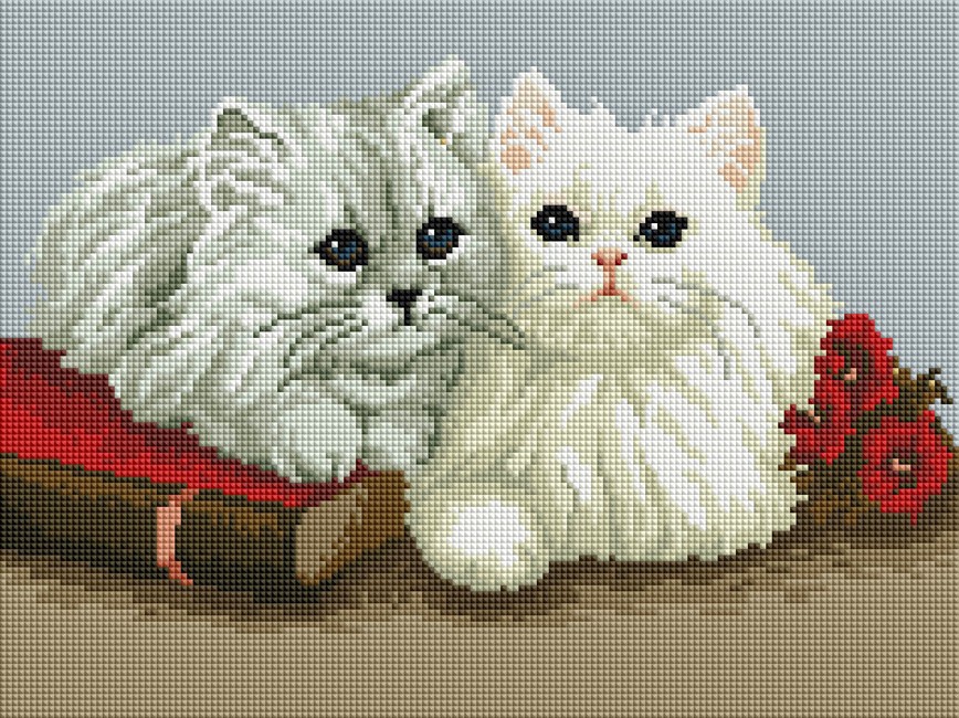 Набір алмазної мозаїки 30х40см Пухнасті котики ST407