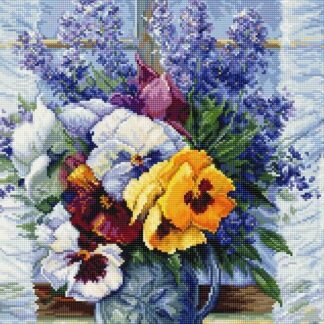 Набір для вишивання хрестиком Букет з братками (B7030)
