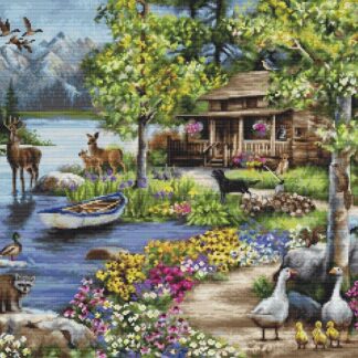 Набір для вишивання хрестиком Дом Шале у озера (B2410)