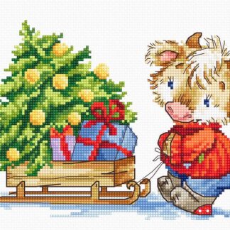 Набір для вишивання хрестиком Теля з ялинкою (B1181)