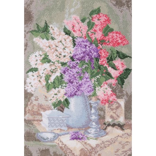 М-0048 "Натюрморт з бузком" (набір для вишивання муліне ДМС) 27x40 см