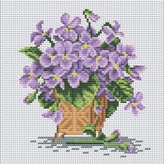 М-0248 "Фіалки в корзинці" (набір для вишивання муліне ДМС) 15х15 см