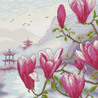 М-0268 "Магнолії на світанку" (набір для вишивання муліне ДМС) 22х30 см
