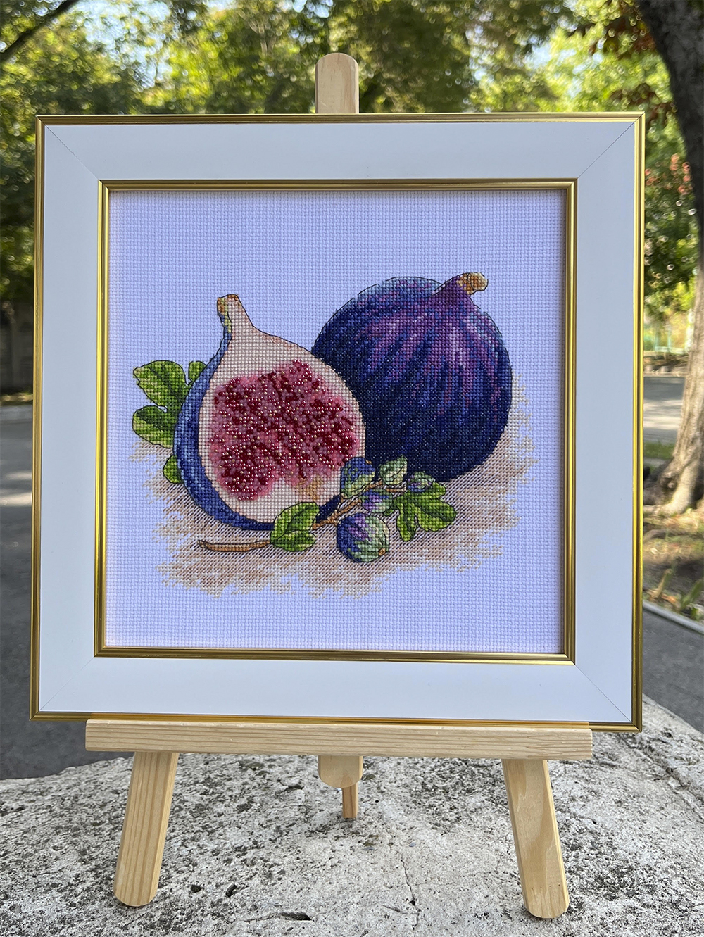 М-0310 "Інжир" (набір для вишивання муліне ДМС + бісер Preciosa) 20х20 см