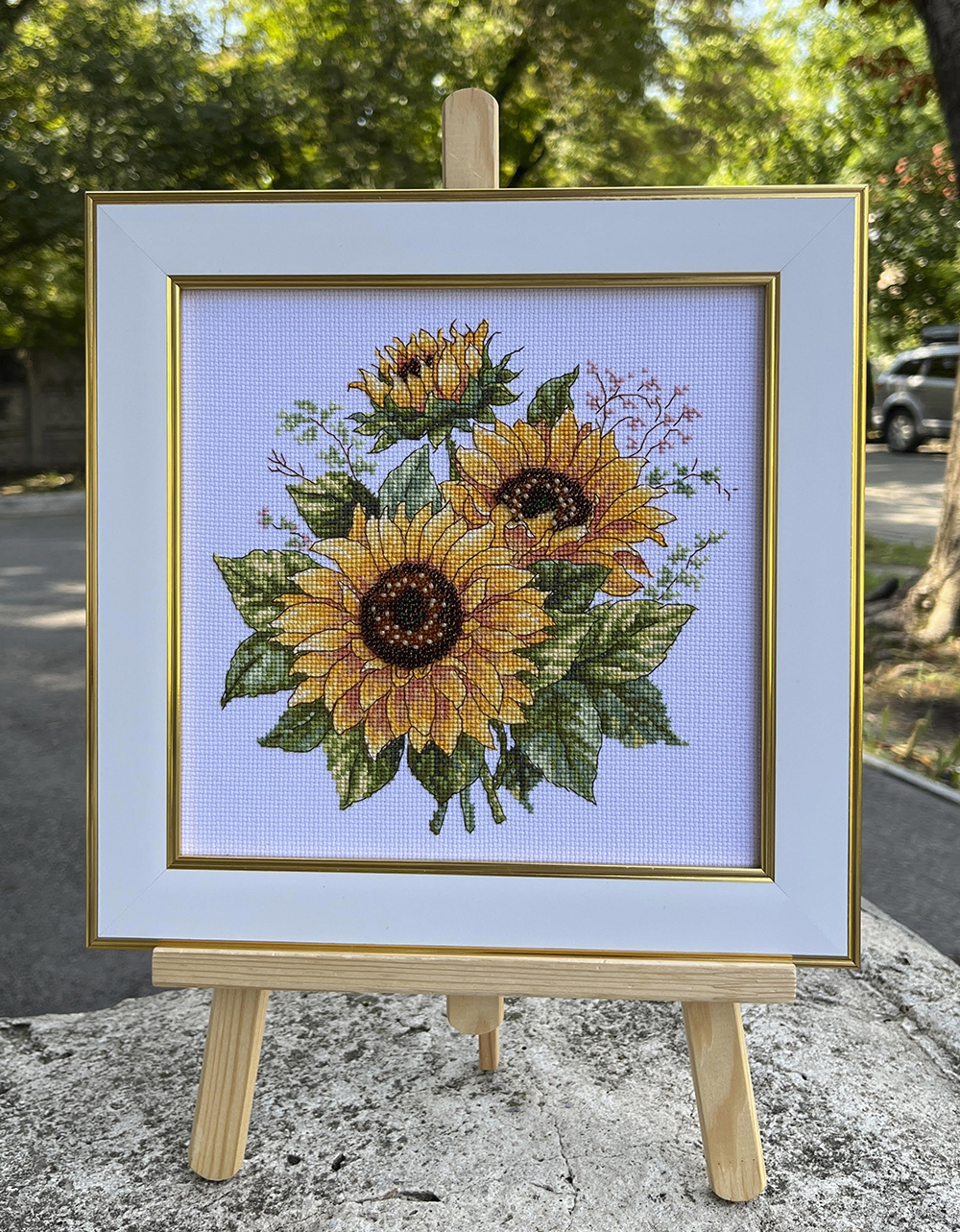 М-0311 "Соняхи" (набір для вишивання муліне ДМС + бісер Preciosa) 20х20 см