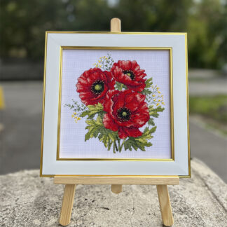 М-0312 "Маки" (набір для вишивання муліне ДМС + бісер Preciosa) 20х20 см