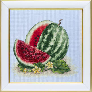 М-0313 "Кавун" (набір для вишивання муліне ДМС + бісер Preciosa) 20х20 см