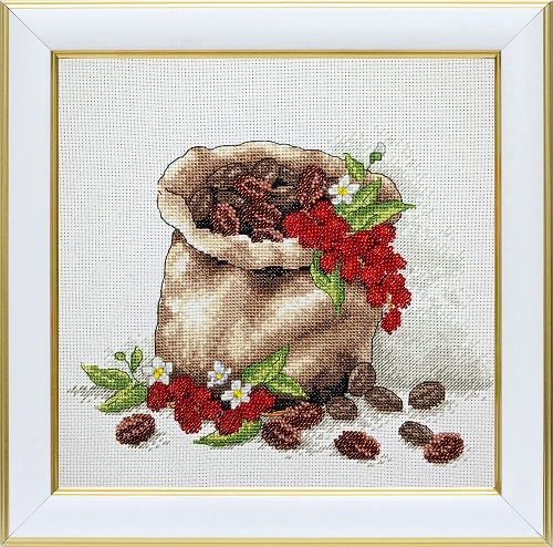 М-0314 "Кава" (набір для вишивання муліне ДМС + бісер Preciosa) 20х20 см