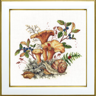 М-0337 "Гриби лисички" (набір для вишивання муліне ДМС) 20х20 см