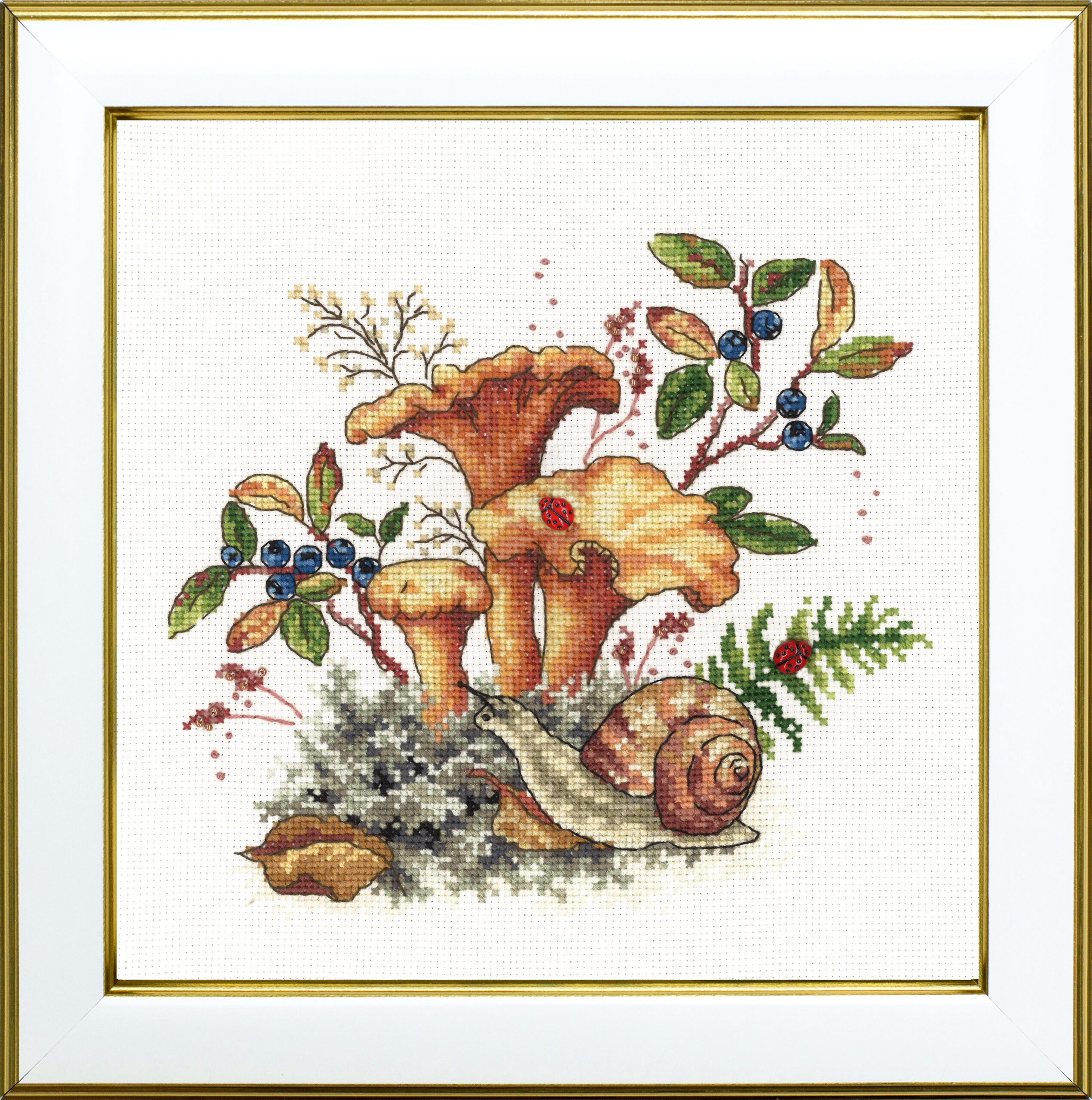 М-0337 "Гриби лисички" (набір для вишивання муліне ДМС) 20х20 см