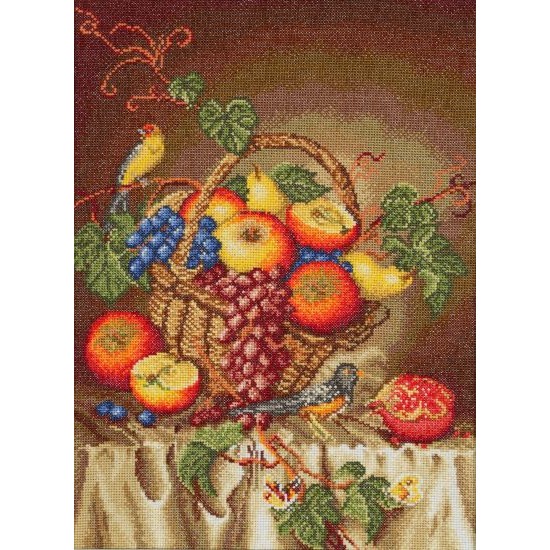 М-0470 "Натюрморт з птахами" (набір для вишивання муліне ДМС) 28х38.5 см
