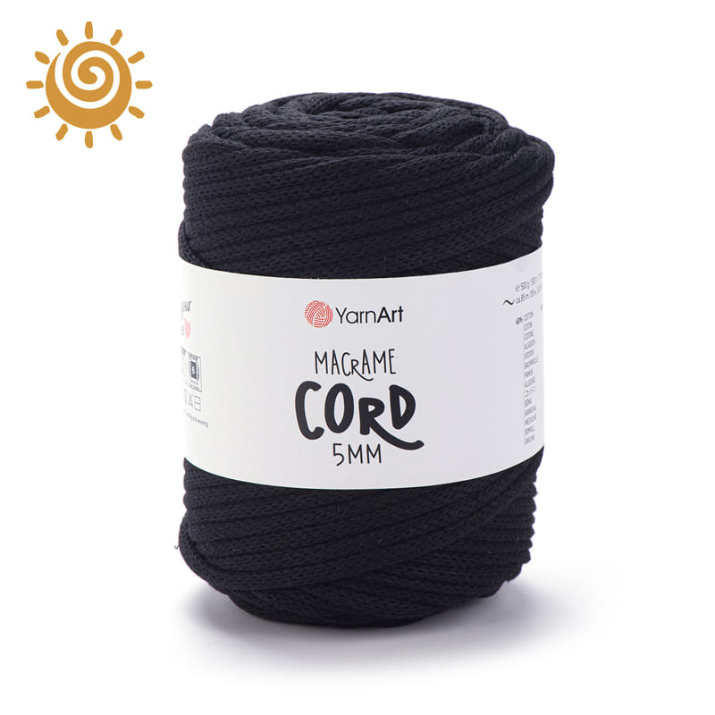 YarnArt Macrame Cord 5mm 750, колір чорний