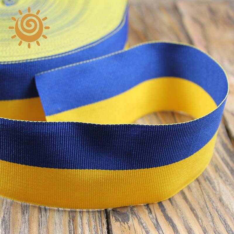 Репсова стрічка 50 мм, колір синьо-жовтий - Зображення 2